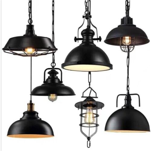 Single Head Loft Pendant Lights Industrial Lamp Hanglamp Vintage Pot Droplight Metal Dining Room Suspension Bar Light Fixtures