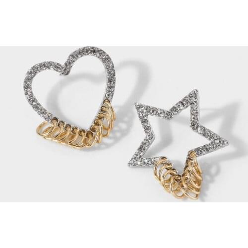 Hot Jewelry Alloy Rhinestone Heart-shaped Five-pointed Star Classic Earrings Fashion Earrings for Women Dangle Earrings