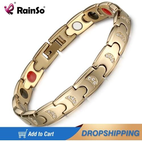 Rainso Fashion Jewelry Stainless Steel Bracelet Healing FIR Magnetic For Men Or Women Accessory Unisex Trendy Bracelet