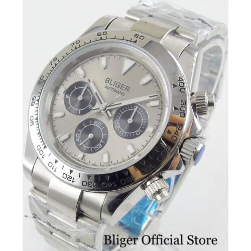 Sapphir Glass 39mm Luxury Automatic Mens Watch With Date and Week Function Mental Strap