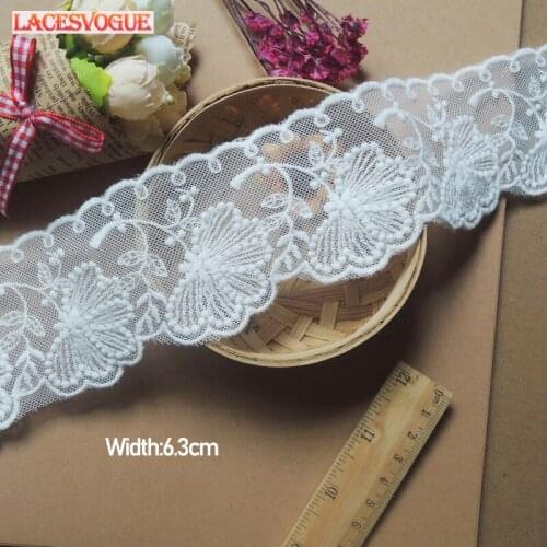 19yards 6.3cm Mesh cotton embroidery Lace Trim Handmade Garment needlework sewing accessories fabric Clothing Decoration 245