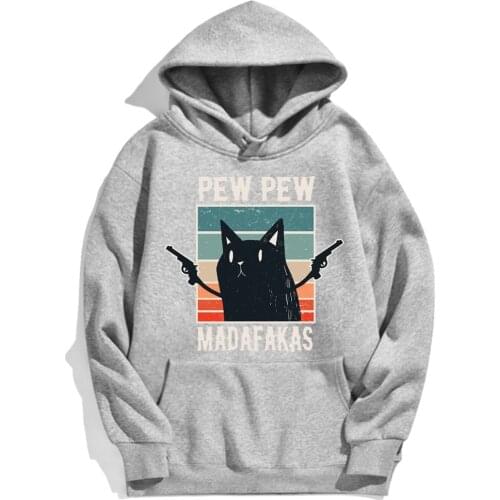 Cute Cat Printed Clothes Pullovers Male Retro Pattern Animals Printed Mens Hoodies Brand Cool Comfortable For Man