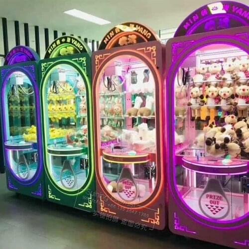 Shopping Malls Amusement Token Coin Operated Arcade Games Catch Prize Gift Doll Toy Transparent Luminated Claw Cranes Machine