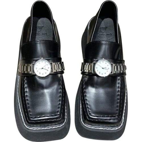 Pumps Women Shoes Retro Lolita Shoes Harajuku High Heels Platform Shoes Fashion Watch Chain Wedges Casual Creepers