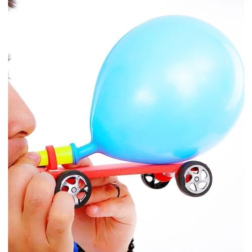 Random Color DIY Balloon Powered Car Recoil Force Science Experiment Students Toys Understand Recoil Movement Characteristics