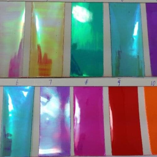 High Quality Leather Fabric Clear holographic PVC Transparent Magic Mirror Leather Color Changing Synthetic Leather P41