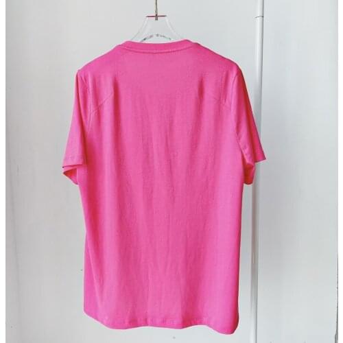 Women Letters Print T-shirt Black Pink 100% Cotton Hot Diamonds Short Sleeve Loose Summer 2021 O-neck Top