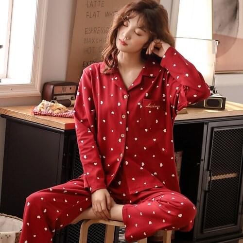 Women Pajamas 100% Cotton Pyjama 2021 Winter Pink Sleepwear Ladies Pijama Mujer Home Clothes PJ 100% Cotton Leisure Wear Pajamas