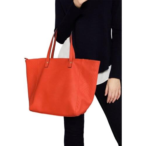 Women 2021 novelty design orange pu leather big tote handbag female holiday summer large capacity trapezoid causal shoulder bag