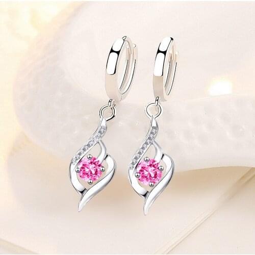 KOFSAC New Trendy Silver Color Earrings For Women Exquisite Zircon Rotating Love Heart Earring Jewelry Girl Birthday Party Gifts