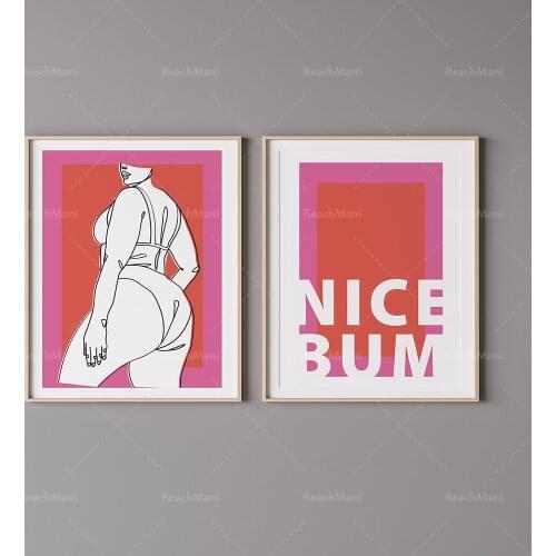 Curvy feminine art is indelible, body front art, beautiful buttocks printing, character art female, Affiche fille nue, modern pi