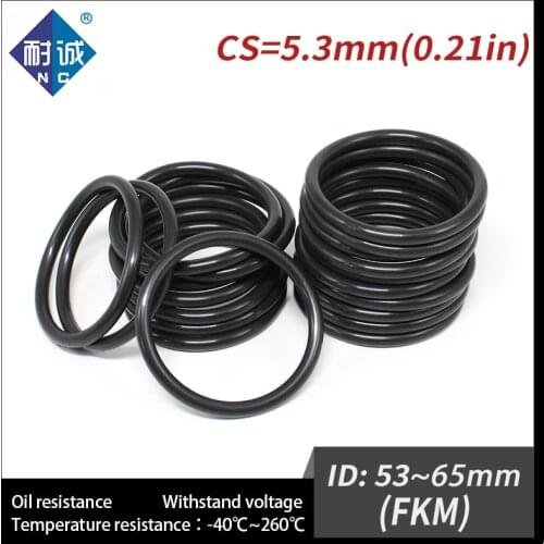 1PC/lot fluoro Rubber Ring Black FKM O ring Seals Thickness 5.3mm ID53/54.5/56/58/60/61.5/63/65mm Rubber O-Rings Fuel Washer