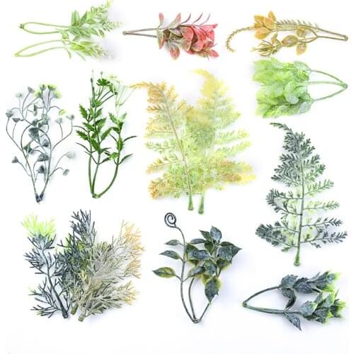 10 Pieces various fake grass artificial flowers home decoration accessories scrapbooking christmas diy candy box wedding gifts