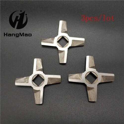 3 Pieces Meat Grinder Parts #8 Blade Mincer Knife A86.3109 Fits Zelmer
