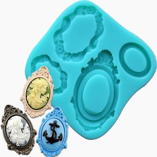 3D Fondant Cake Vintage Mirror Frame Silicone Molds Cooking Tools Chocolate Cupcake Christmas frame cake mold SQ16156