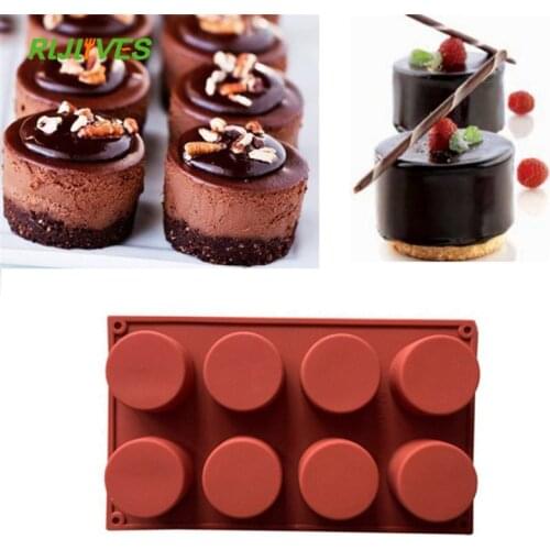 8 Holes Round Silicone Cake Mold 3D Handmade Cupcake Jelly Cookie Mini Muffin Soap Maker DIY Baking Tools