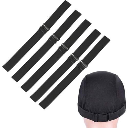 5x Elastic Band Black, with Hooks, Glueless, Adjustable for Bra Closure Making Wigs Caps