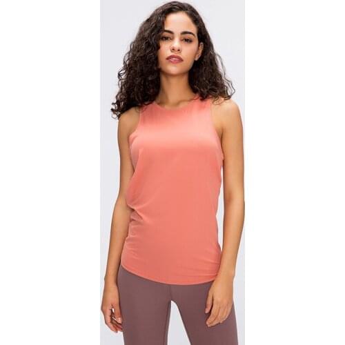 Color strapping sports tank top womens sleeveless quick drying loose and breathable back sports blouse nude yoga suit