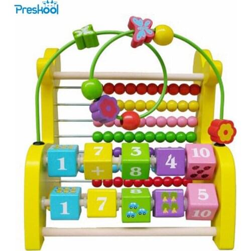 Montessori Kids Wood Cartoon Giraffe Muti-functional Abacus Bead FrameLearning Educational Preschool Training Brinquedos Juguets