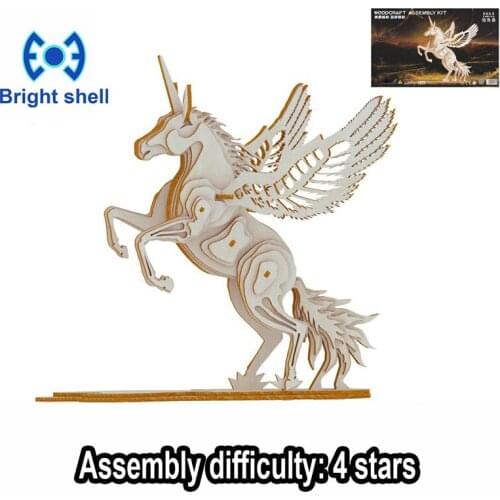 DIY arts and 3D Pegasus Handmade Wooden Craft toys Party Arts Puzzles Model Decoration for children kid Toy Birthday Best Gift