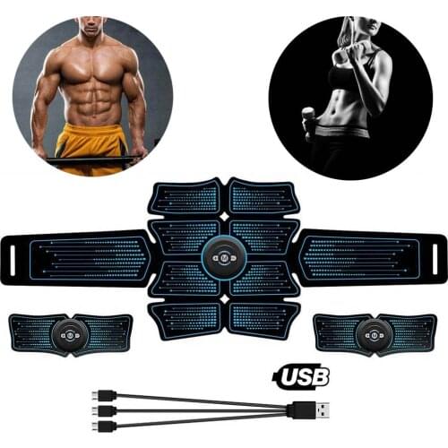 Home Gym EMS Abdominal Muscle Trainer Fitness Equipment Exercise Stimulator Device Machine Body Slimming Burning USB Charging