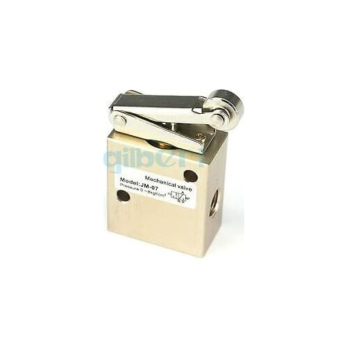 Silver Tone 2 Position 3 Way Roller Pneumatic Mechanical Valve JM-07
