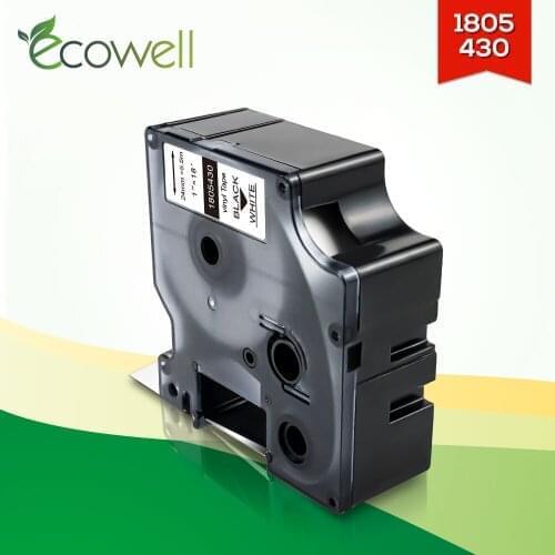 Ecowell 24mm 1805430 Compatible for Dymo Rhino IND Vinyl Label 1805430 Black on White for Dymo Rhino 4200 5200 6500 6000 Printer