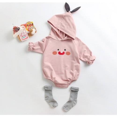 Autumn Newborn Baby Girls Korean Style Cute Smiley Pattern Romper
