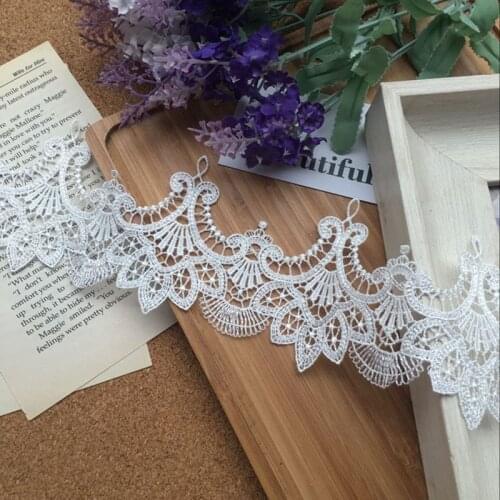 1Yard Embroidery Lace Fabric Guipure Craft Lace Trim 8.5cm White Lace Ribbon Curtain DIY Sewing Trimmings For Dress Decor X105