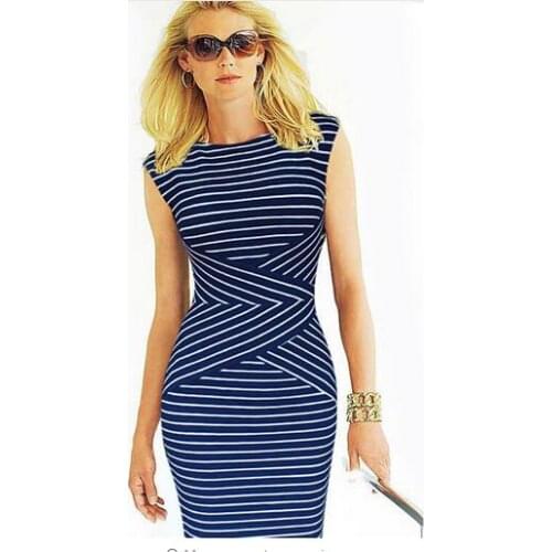 Summer Plus Size Striped Dress, Explosive Women Skirt C162A
