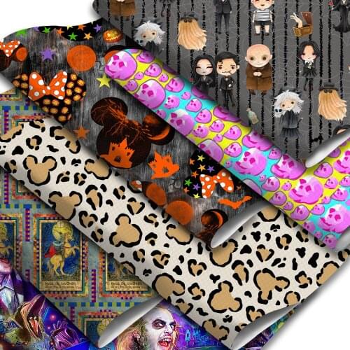 Cartoon Halloween Theme Faux Leather Sheets Movie Skull Printed Synthetic Leather Fabric 20x33cm for DIY Earrings Hair Bows