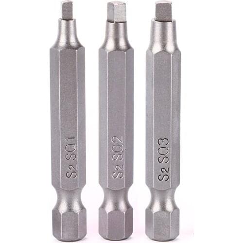 New Style 3Pcs/Set High Quality 50mm 1/4 Inch Magnetic Square Head Screwdriver Bits Hand Tools #95259
