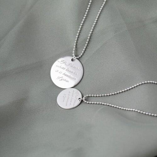 Medallion Genuine Female 925 Sterling Silver Pendant Necklace For Women Round Beads Chain Natural Silver Baroque Gift Jewelry