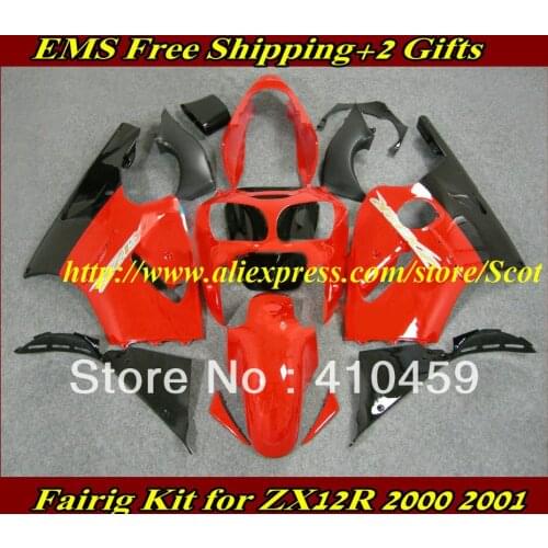 Fashion Style red black Fairing kit for KAWASAKI Ninja ZX12R 00 01 ZX 12R 2000 2001 ZX-12R 00-01 2000-2001 Fairings body work