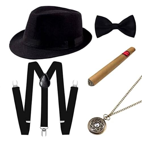 Mens Cosplay Magician Costume Set Role Play Halloween Dress Up Top Hat Watch Stage Set Performence Uniform Magician Costume Set