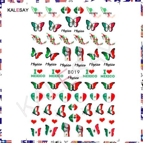 Butterfly Flag Design Nail Art Stickers for Manicure Fire Clover Decoration Decals Back Glue Flag Designer Nail Sticker Flame