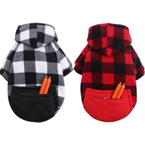 Dog Clothes for Small Large Dogs Hoodies Winter Warm Plaid Jacket for Dogs Costume for French Bulldog Chihuahua York Clothes