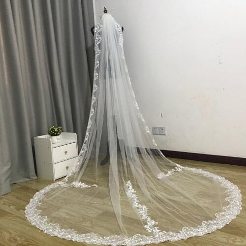 Real Photo High Quality 3-Meter One Layer White /Ivory Cathedral Wedding Veil Bridal Veil Wedding Accessories with Metal comb