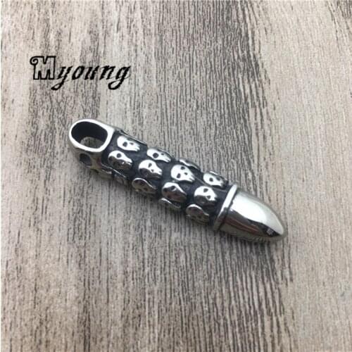 Distressed Bullet Shape Stainless Steel Pendants Caved Skull For Necklace MY1920