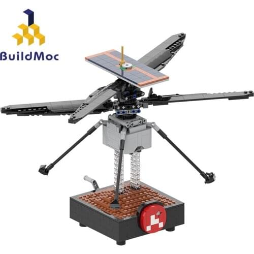 BuildMoc City Space Station Mars Helicopter Ingenuity Building Blocks MOC City Airport Model Bricks Toys For Children