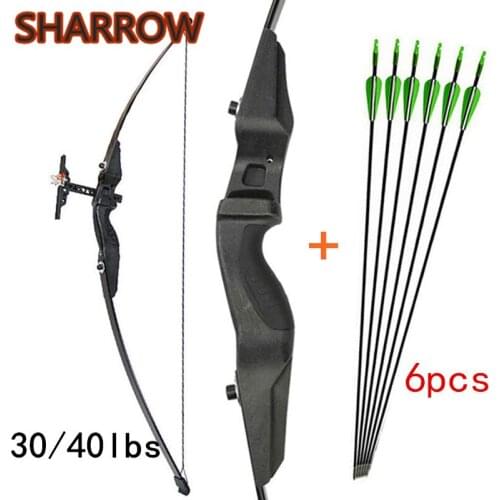 1Set 30/40lbs 52" Archery Straight Bow Right Hand Recurve Takedown Bow + 6pcs Glassfiber Arrows Shooting Training Accessories