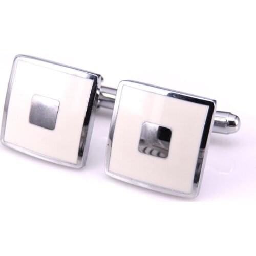 HYX Luxury shirt cufflink White Vintage Wave Pattern Square Golden Silvery Luxury Vintage Wedding Mens Cufflinks For Shirt