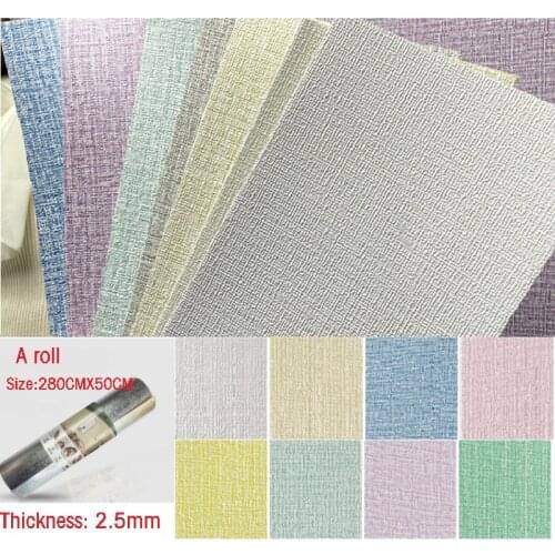 3D Stereo Self-adhesive Wallpaper Thermal Insulation Films Linen Cloth Diatom Mud Plain Decorative Refurbished Wallpaper