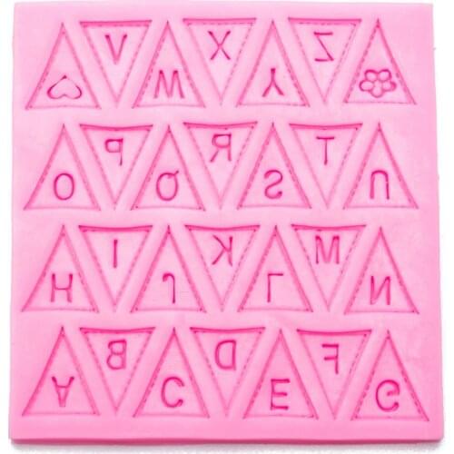 Letters Resin Mold Triangle Alphabet Silicone Baking Mould Cupcake Decorating Tool Fondant Candy Chocolate Gumpaste Nonstick