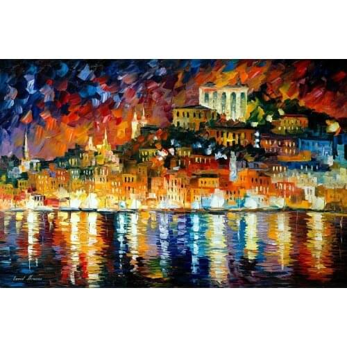 Modern art paintings for sale inviting harbor II knife oil painting Landscape for living room Hand painted