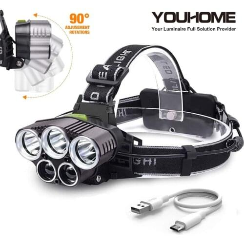 Ultra bright LED Headlamp Fishing Headlight XML 3 T6 2 Q5 6modes USB charging 18650 battery powerful for outdoor camping running