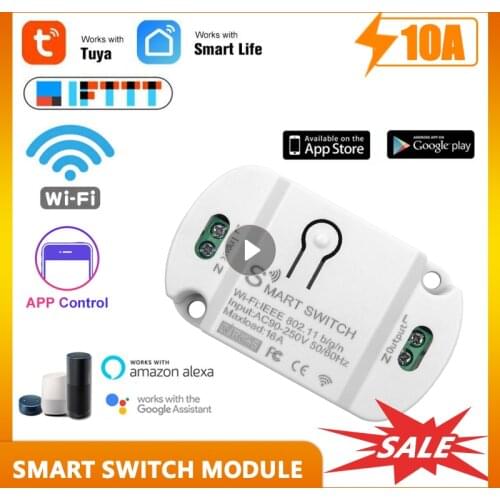10A Tuya Smart Wifi Switch Control Interruptor On-off Device Alexa Compatible Google Home Intelligent Home Automation Modules