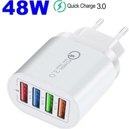 4 usb charger Quick charge 3.0 4.0 Charging for Xiaomi redmi note 10 9 8 9T fast charger Adapter For Iphone 12 pro max 11 8 7 6s