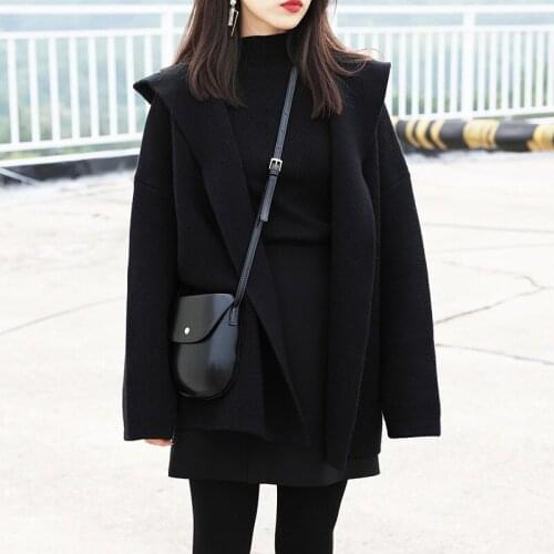 KMETRAM Knitted Sweater Women Clothes 2020 Autumn Winter Jacket Women Korean Long Cardigan Hooded Warm Sweaters Pull Femme MY