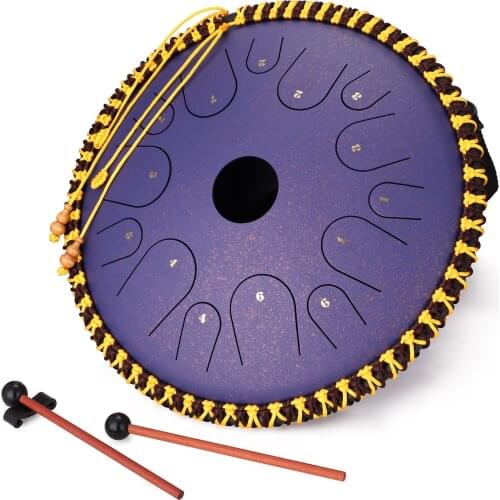 14 inch 14-Tone Carbon Steel Tongue Drum Hand Pan Drums with Drumsticks Percussion Musical Instruments